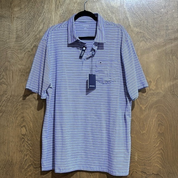 Crown & Ivy Pink & Blue Striped Motion Flex Polo Shirt with Pocket Size L - NWT - Picture 2 of 6